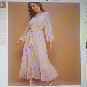 Lantern Sleeve Blush Dress- Large